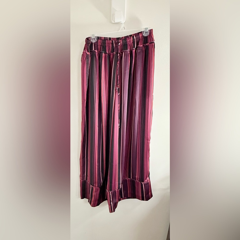 Free People Wide Leg Striped Lounge Pants in Plum Multi - Picture 4 of 8